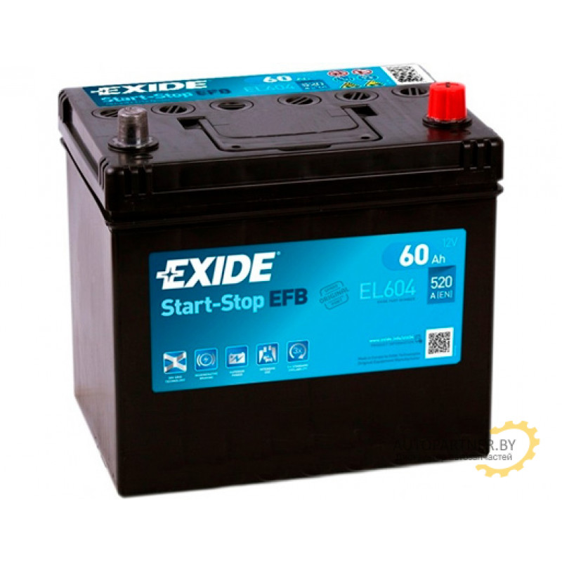 Акб exide. Автомобильный аккумулятор Exide start-stop EFB el604. Аккумулятор Exide EFB el 604. АКБ Азия Exide. Аккумулятор автомобильный Exide start-stop EFB 60 Ач 520 а el604.