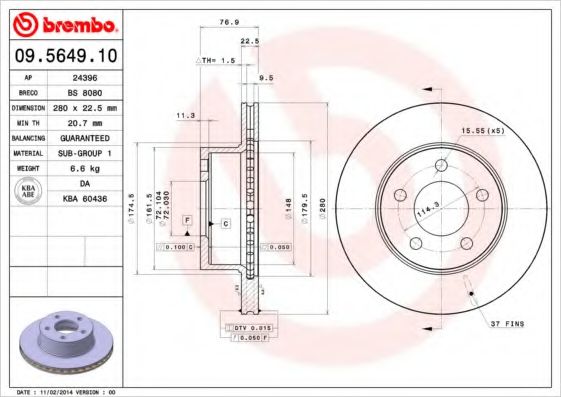 Тормозной диск BRECO BS 8080