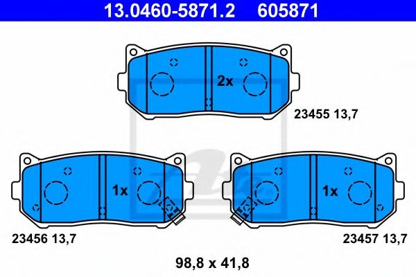 Комплект тормозных колодок, дисковый тормоз ATE 13.0460-5871.2