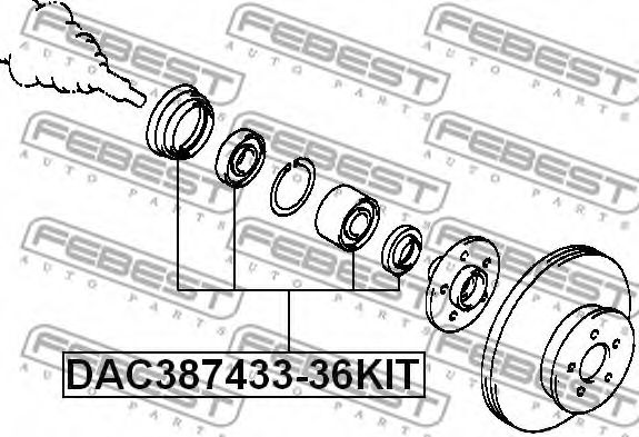Комплект подшипника ступицы колеса FEBEST DAC387433-36KIT