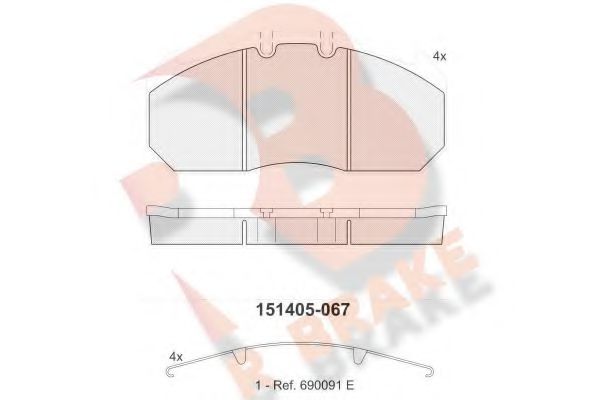 Комплект тормозных колодок, дисковый тормоз R BRAKE RB1405-067