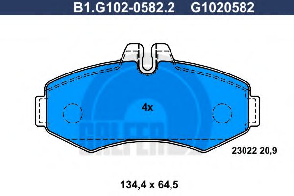 Комплект тормозных колодок, дисковый тормоз GALFER B1.G102-0582.2